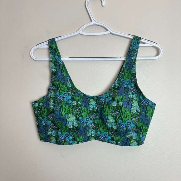 Knix x Anna Sui Floral Scoop Neck Crop Tank Size L Sports Bra Yoga Activewear - Picture 2 of 5